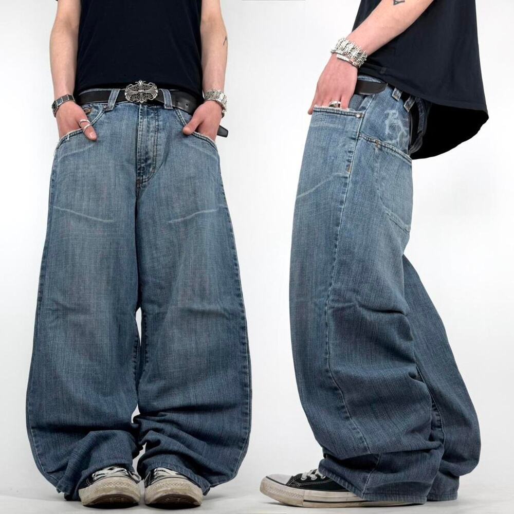 Vintage y2k embroidered grunge baggy wide leg faded archive skater jeans